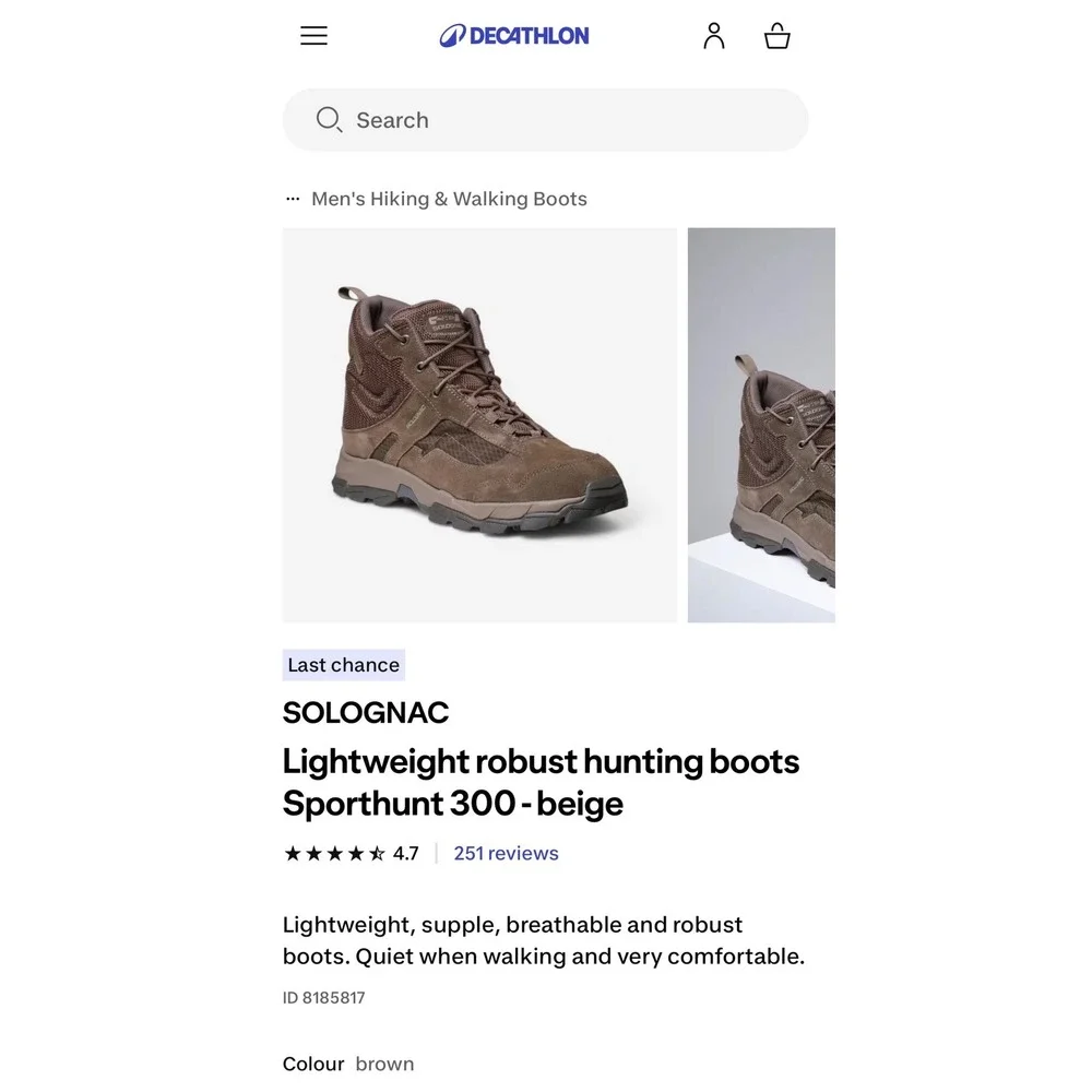 Decathlon Solognac Sporthunt 300 Mens Hiking Boots Brown Suede Tactical 11.5